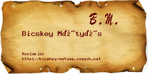 Bicskey Mátyás névjegykártya