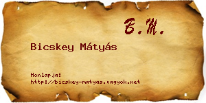Bicskey Mátyás névjegykártya